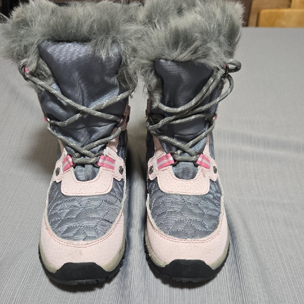 Stylish Gray and Pink Winter Boots